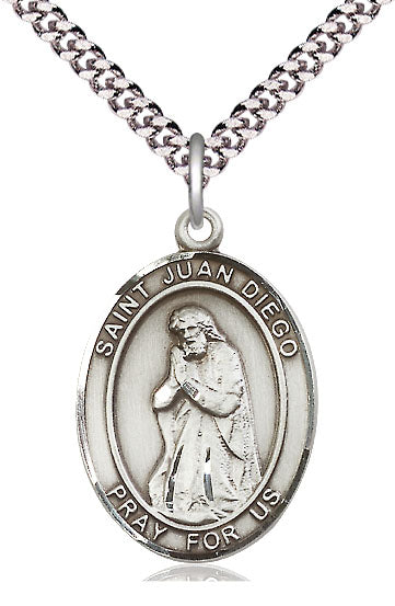 Extel Large Oval Pewter St. Juan Diego Pendant with 24" chain, Made in USA