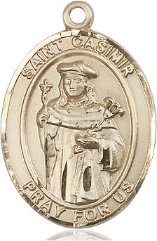 Extel Large Oval 14kt Gold Filled St. Casimir of Poland Medal, Made in USA
