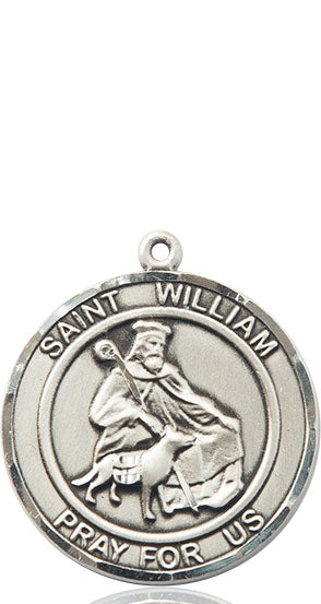 Extel Large Round Pewter St. William of Rochester Medal Pendant, Made in USA