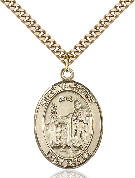 Extel Large Oval 14kt Gold Filled St. Valentine of Rome Pendant with 24" chain, Made in USA