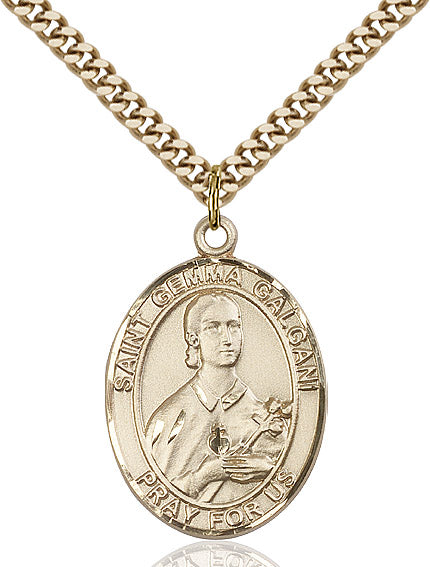 Extel Large Oval 14kt Gold Filled St. Gemma Galgani Pendant with 24" chain, Made in USA