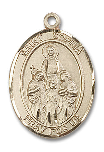 Extel Large Oval 14kt Gold Filled St. Sophia Medal, Made in USA