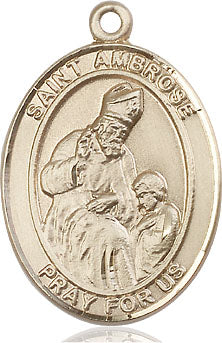 Extel Large Oval 14kt Gold Filled St. Ambrose Medal, Made in USA