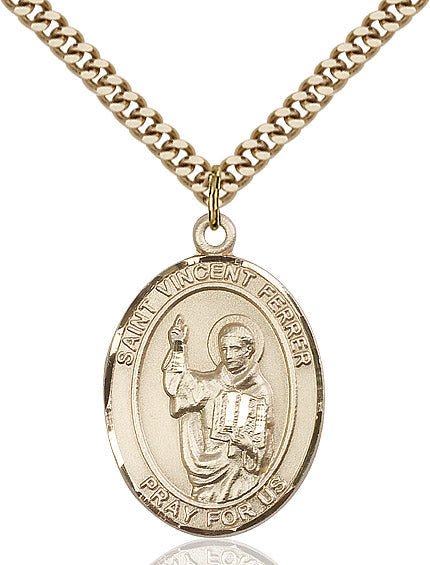 Extel Large Oval 14kt Gold Filled St. Vincent Ferrer Pendant with 24" chain, Made in USA