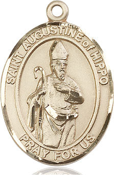 Extel Large Oval 14kt Gold Filled St. Augustine of Hippo Medal, Made in USA
