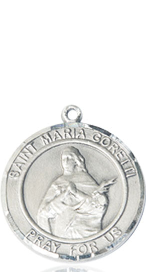 Extel Large Round Pewter St. Maria Goretti Medal Pendant, Made in USA