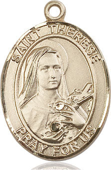 Extel Large Oval 14kt Gold Filled St. Therese of Lisieux Pendant with 24" chain, Made in USA