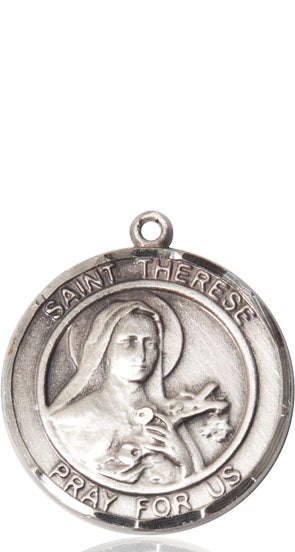Extel Large Round Pewter St. Therese of Lisieux Medal Pendant, Made in USA