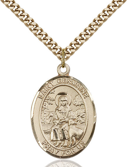 Extel Large Oval 14kt Gold Filled St. Germaine Cousin Pendant with 24" chain, Made in USA