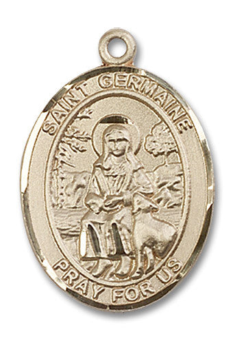 Extel Large Oval 14kt Gold Filled St. Germaine Cousin Medal, Made in USA