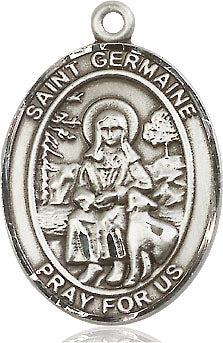 Extel Large Oval Sterling Silver St. Germaine Cousin Pendant with 24" chain, Made in USA