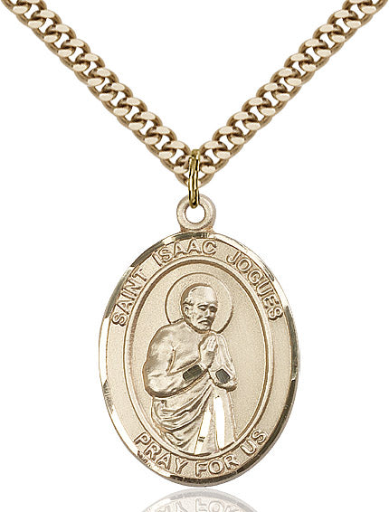 Extel Large Oval 14kt Gold Filled St. Isaac Jogues Pendant with 24" chain, Made in USA
