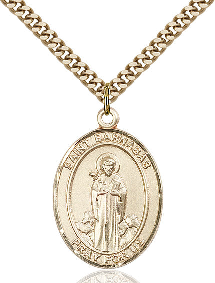 Extel Large Oval 14kt Gold Filled St. Barnabas Pendant with 24" chain, Made in USA