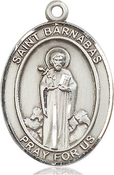 Extel Large Oval Pewter St. Barnabas Pendant with 24" chain, Made in USA