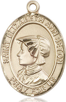 Extel Large Oval 14kt Gold Filled St. Elizabeth Ann Seton Medal, Made in USA