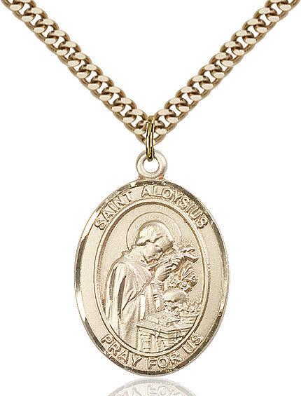 Extel Large Oval 14kt Gold Filled St. Aloysius Gonzaga Pendant with 24" chain, Made in USA