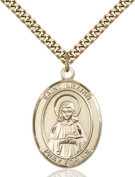 Extel Large Oval 14kt Gold Filled St. Lillian Pendant with 24" chain, Made in USA