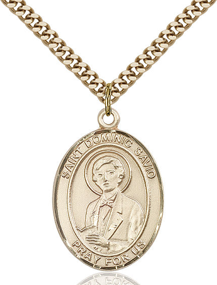 Extel Large Oval 14kt Gold Filled St. Dominic Savio Pendant with 24" chain, Made in USA