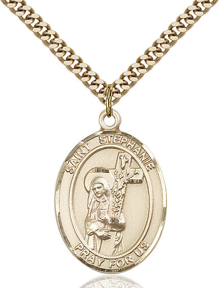 Extel Large Oval 14kt Gold Filled St. Stephanie Pendant with 24" chain, Made in USA