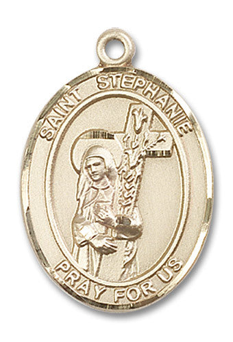 Extel Large Oval 14kt Gold Filled St. Stephanie Medal, Made in USA