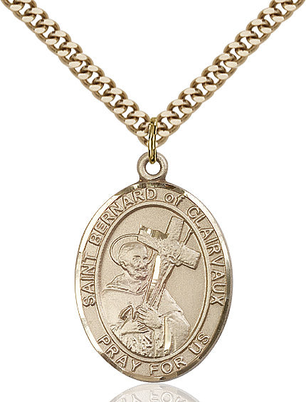 Extel Large Oval 14kt Gold Filled St. Bernard of Clairvaux Pendant with 24" chain, Made in USA