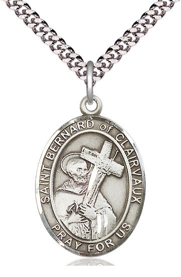 Extel Large Oval Pewter St. Bernard of Clairvaux Pendant with 24" chain, Made in USA