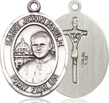 Extel Large Oval Pewter St. John Paul II Pendant with 24" chain, Made in USA