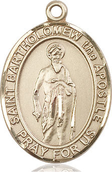 Extel Large Oval 14kt Gold Filled St. Bartholomew the Apostle Pendant with 24" chain, Made in USA