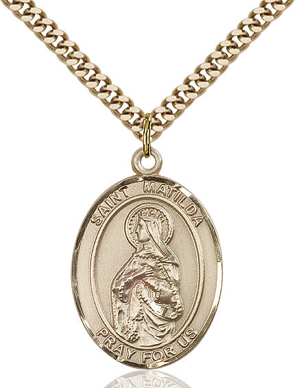 Extel Large Oval 14kt Gold Filled St. Matilda Pendant with 24" chain, Made in USA