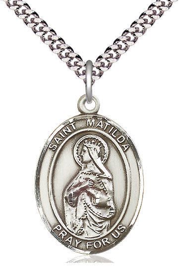 Extel Large Oval Pewter St. Matilda Pendant with 24" chain, Made in USA