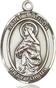 Extel Large Oval Pewter St. Matilda Pendant with 24" chain, Made in USA