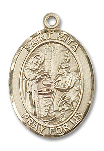 Extel Large Oval 14kt Gold Filled St. Zita Medal, Made in USA