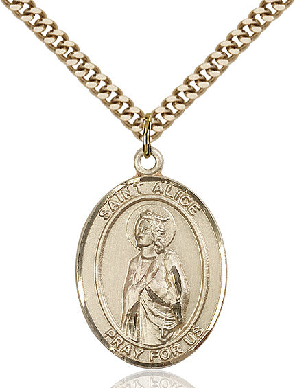 Extel Large Oval 14kt Gold Filled St. Alice Pendant with 24" chain, Made in USA