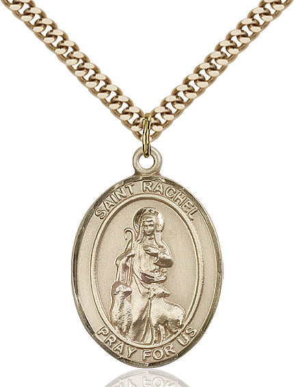 Extel Large Oval 14kt Gold Filled St. Rachel Pendant with 24" chain, Made in USA