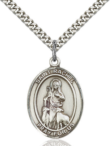 Extel Large Oval Sterling Silver St. Rachel Pendant with 24" chain, Made in USA