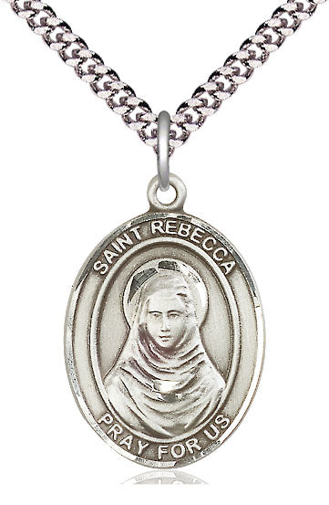 Extel Large Oval Pewter St. Rebecca Pendant with 24" chain, Made in USA