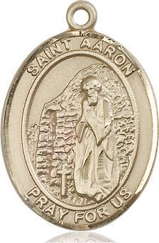 Extel Large Oval 14kt Gold Filled St. Aaron Pendant with 24" chain, Made in USA