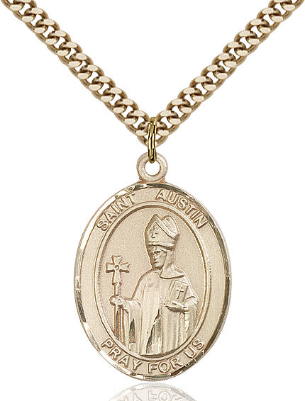 Extel Large Oval 14kt Gold Filled St. Austin Pendant with 24" chain, Made in USA