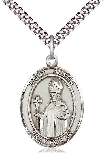 Extel Large Oval Pewter St. Austin Pendant with 24" chain, Made in USA