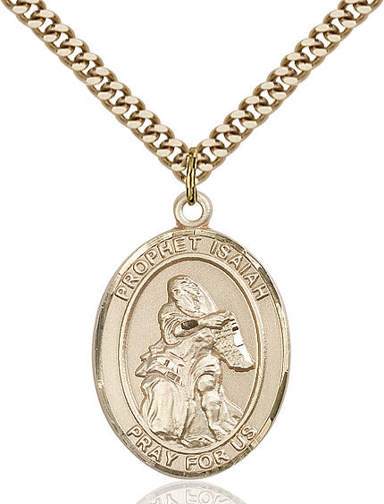 Extel Large Oval 14kt Gold Filled St. Isaiah Pendant with 24" chain, Made in USA