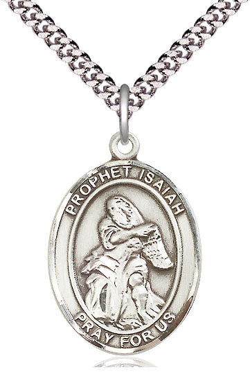 Extel Large Oval Pewter St. Isaiah Pendant with 24" chain, Made in USA