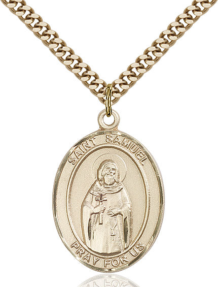Extel Large Oval 14kt Gold Filled St. Samuel Pendant with 24" chain, Made in USA