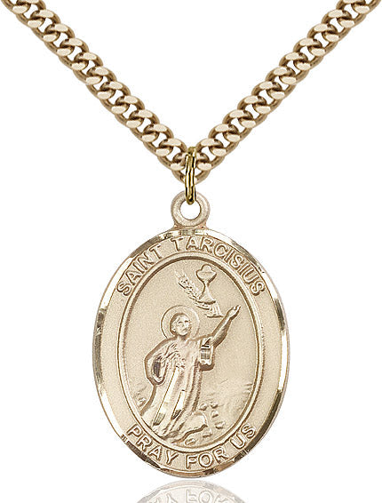 Extel Large Oval 14kt Gold Filled St. Tarcisius Pendant with 24" chain, Made in USA