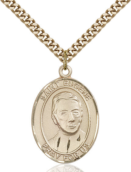 Extel Large Oval 14kt Gold Filled St. Eugene de Mazenod Pendant with 24" chain, Made in USA