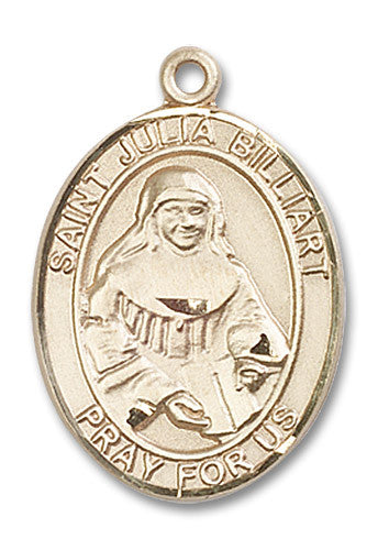 Extel Large Oval 14kt Gold Filled St. Julia Billiart Medal, Made in USA