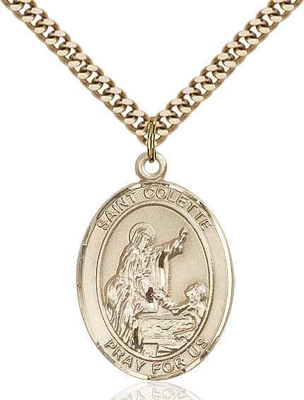 Extel Large Oval 14kt Gold Filled St. Colette Pendant with 24" chain, Made in USA