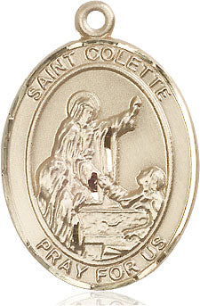Extel Large Oval 14kt Gold Filled St. Colette Medal, Made in USA