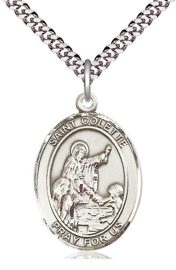 Extel Large Oval  Pewter St. Colette Pendant with 24" chain, Made in USA