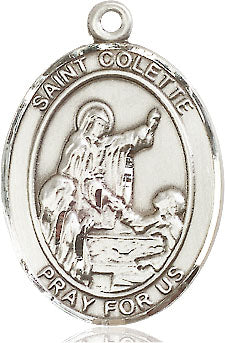 Extel Large Oval Sterling Silver St. Colette Pendant with 24" chain, Made in USA