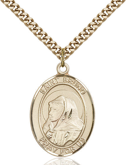 Extel Large Oval 14kt Gold Filled St. Bruno Pendant with 24" chain, Made in USA